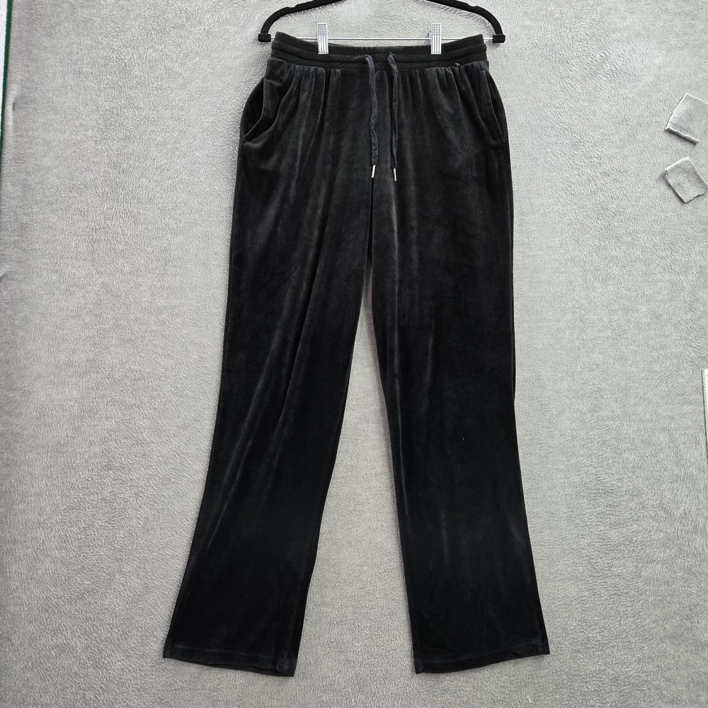 Juicy Couture Women Sleepwear L Black Pants Loungewear Rhinestone Velour